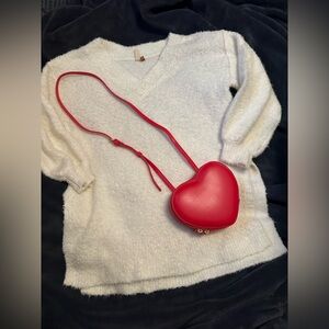 Anthropologie Cream V-Neck Sweater nwot size small oversize